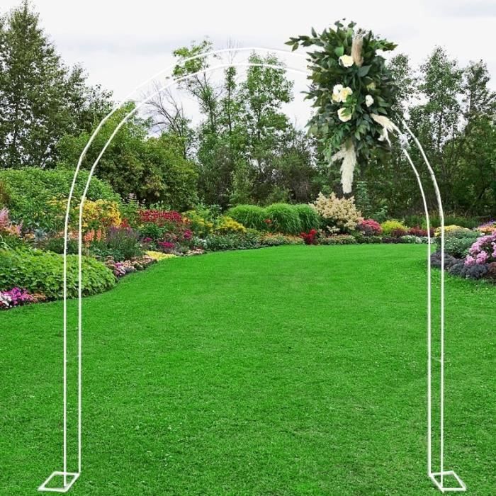 Arche De Mariage Blanche Avec Socles - 180+210 Cm - Métal Robuste, Anti-Rouille - Pour Décoration Jardin, Fête, Toile De Fond Événement