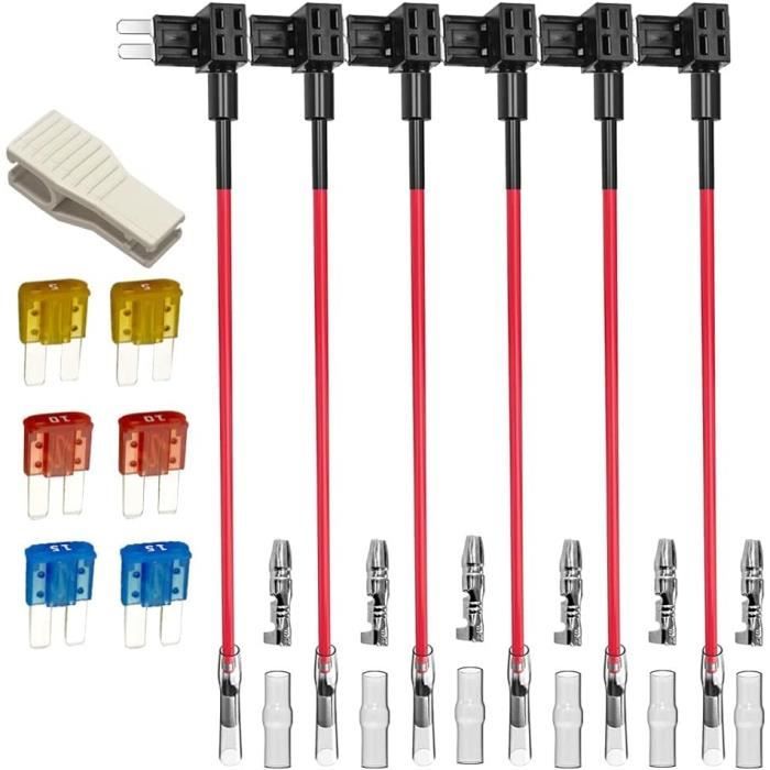 Aiqeer 5 Pcs 12V / 24V Medium Add-a-Circuit Fuse Tap, Car