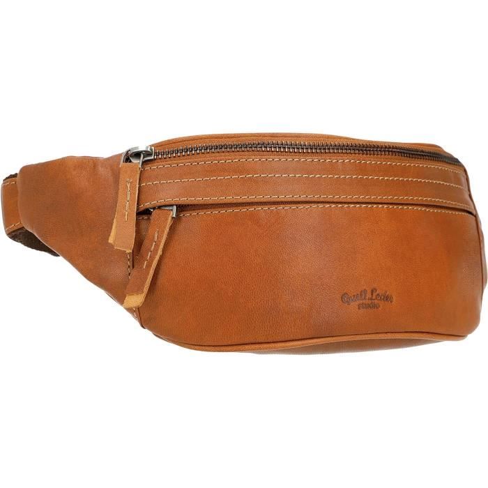 Banane Cuir Femme ROYALZ Vegas Sac Banane Plat En Cuir Pour Homme Et Femme - Sac Banane Plat Vintage 5 Compartiments - Sac Banane Rétro - Poche De Poitrine, Marron Ohio, M Sac Banane Homme