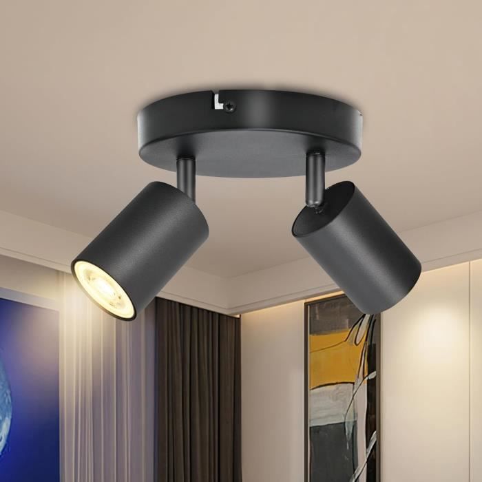 Plafonnier Moderne Hofstein 2 Spots Métal Blanc/chrome/marron - Lampe De Salon Ou Chambre