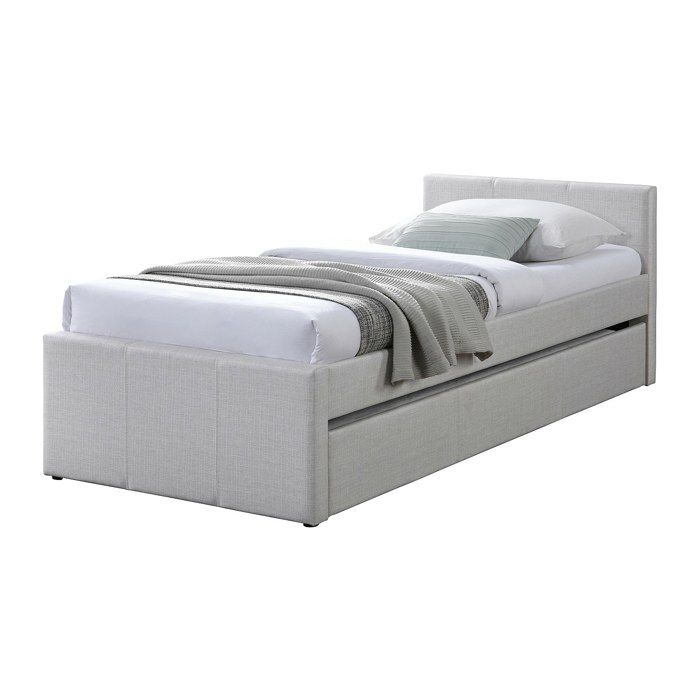 Lit gigogne 90 x 190 cm - Tissu - Beige - DORITALO