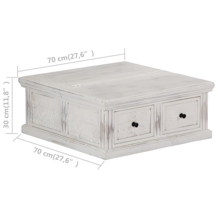 Table basse - VIDAXL - 70x70x30 cm - Bois de manguier solide - Style contemporain - Meuble de salon