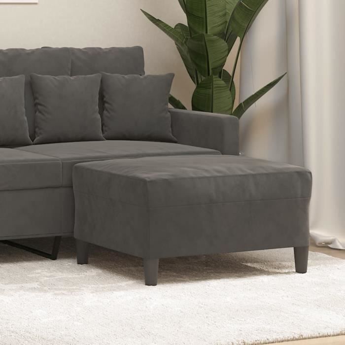 349318 vidaXL Repose-pied Gris foncé 70x55x41 cm Velours