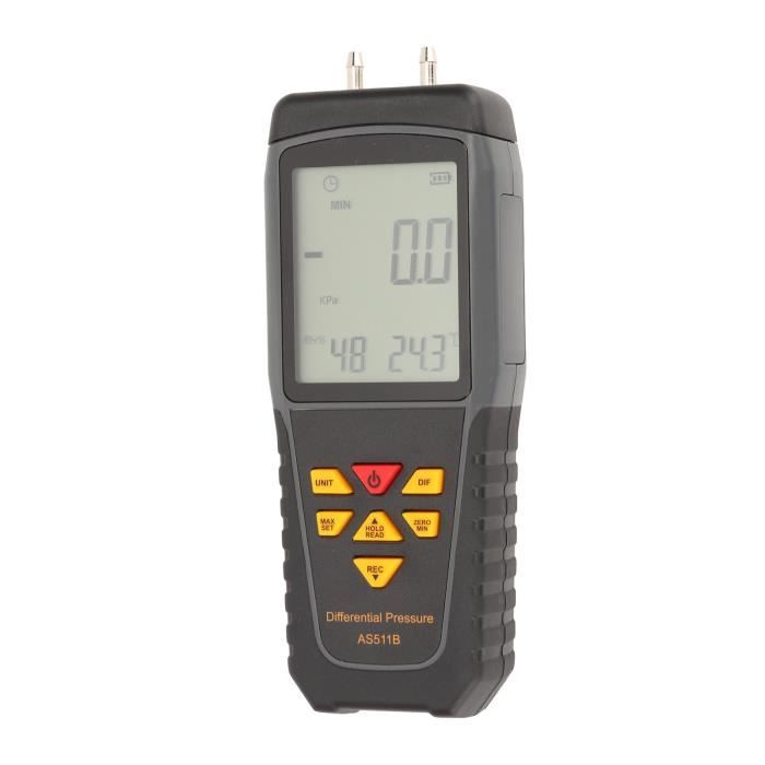 Manomètre Différentiel Numérique ±206.8 KPa Kethvoz – Testeur Pression Gaz Double Ports Avec Alarme
