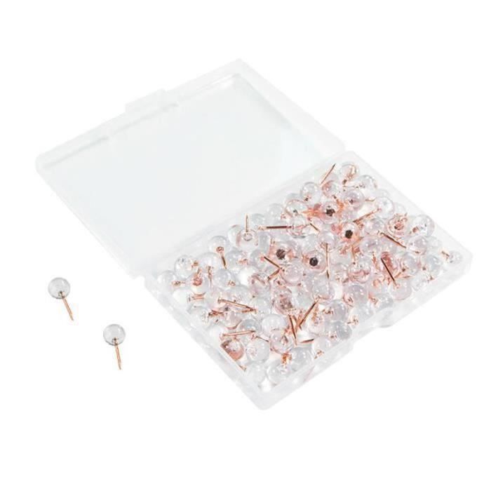 Lot De 200 Punaises Transparentes - Tête Plastique, Pointe Acier, Avec Boîte De Rangement Pour Tableau Liège Et Mur
