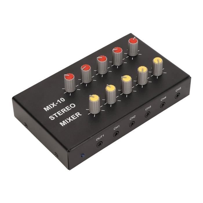 TFixol Mixeur Audio 3.5mm Stéréo 4 Entrées vers 1 Sortie Contrôle