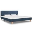 Bonne qualité - Cadre de lit Pour 2 Personnes - Lit adulte avec matelas - Lit complet Bleu Tissu 180 x 200 cm ®ZZVRCM®-1