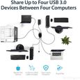 StarTech.com Switch de partage de peripheriques USB 3.0 avec 4 entrees / 4 sorties - Alimentation par USB (HBS304A24A)-1