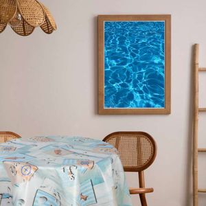 Nappe Toile Cirée Bleu 180x140 Cm - Imperméable Et Résistante Aux Taches - PVC Et Polypropylène