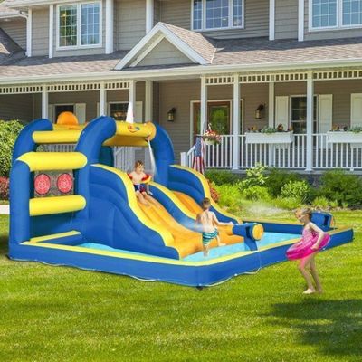 Château Gonflable Dinosaure Avec Toboggan – Maison De Saut Géante 382x375x254 Cm – Inclut Souffleur Et Accessoires