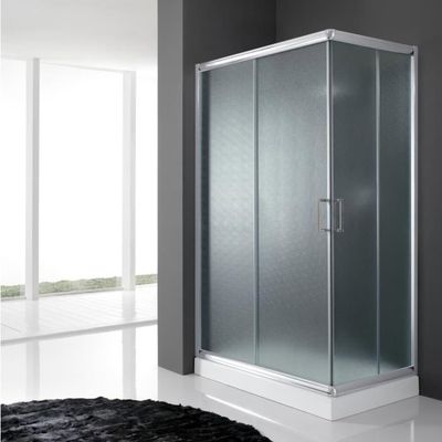 Paroi de douche coulissante 100x80 sérigraphiée avec cadre noir mat