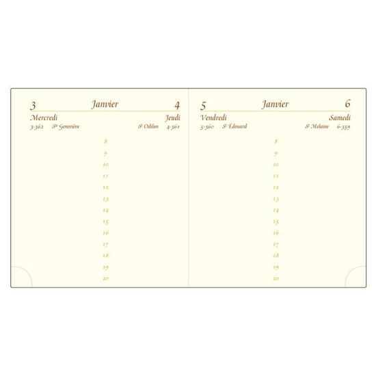 Page Ivoire Tranche Or MIGNON Recharge agenda A10R 90x68 mm 2 J