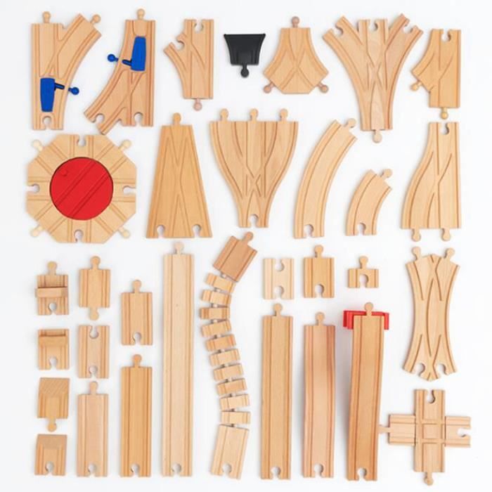 Lot De 8 Rails En Bois Pour Train Thomas – 4 Doubles Concaves + 4 Doubles Convexes – Accessoires Voie Droite