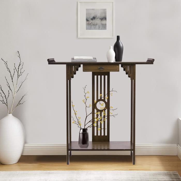 Table Console Industrielle Yaheetech - Bois MDF Et Métal - 100x30x80 Cm - Brun Rustique