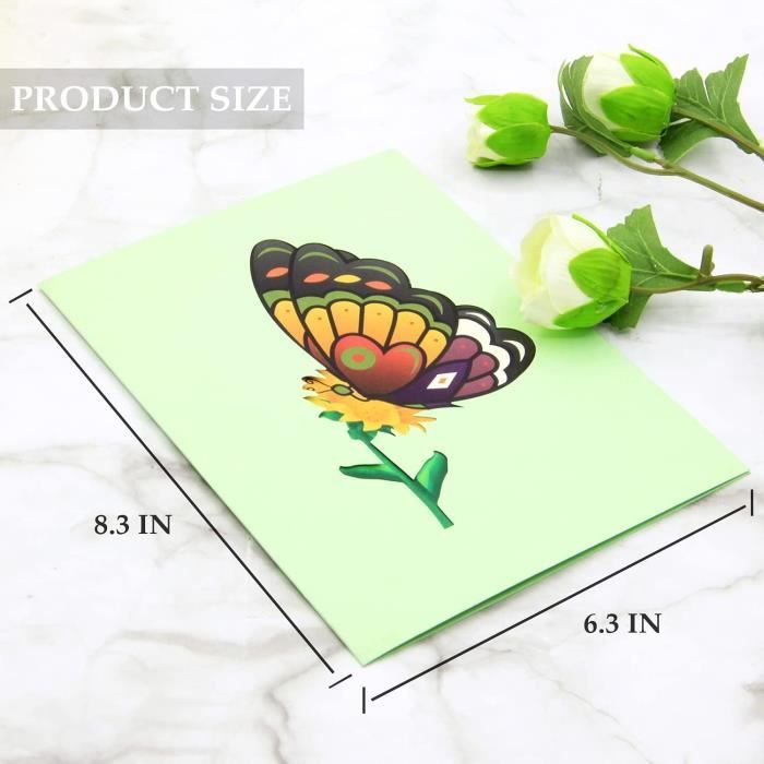 Papillon Carte pop-up 3D Pop Up Faite à La Main - Carte d