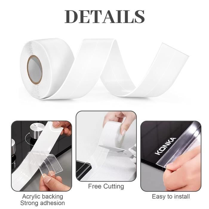 Bande D'étanchéité Pour Plan De Travail Aartner - 1,2m X 2,5cm, TPE Souple - Protection Anti-fuites Cuisine Et Salle De Bain - 9