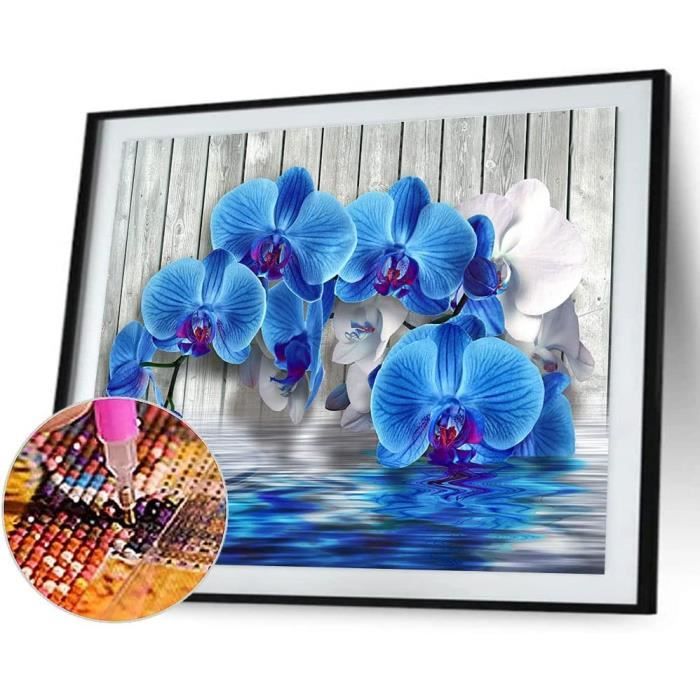 Tableau Diamant Orchidée SHEGZHUC - 40x50cm - Peinture Avec Strass Carrés - Loisir Créatif Adulte - Détente Et Déco