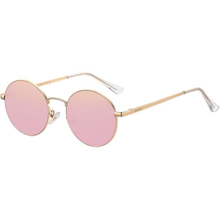 Lunettes de Soleil Femme Homme Ronde Retro Miroir Verres Anti Reflet Protection UVA UVB N241 Dore Rose Miroir Achat Vente lunettes de soleil Neuf Cdiscount
