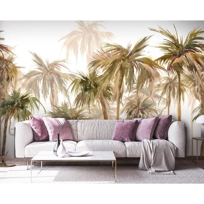 Papier Peint Jungle 350x250cm style 3D Jungle Tropiques Palmiers ...