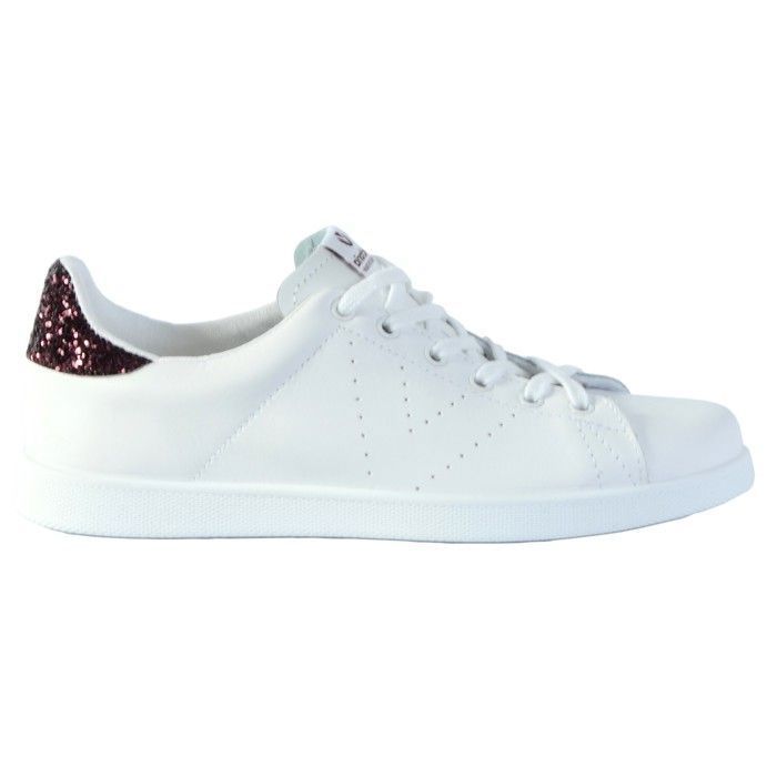 Baskets femme Victoria 125104 Sneakers en cuir avec empiecement glitter prune