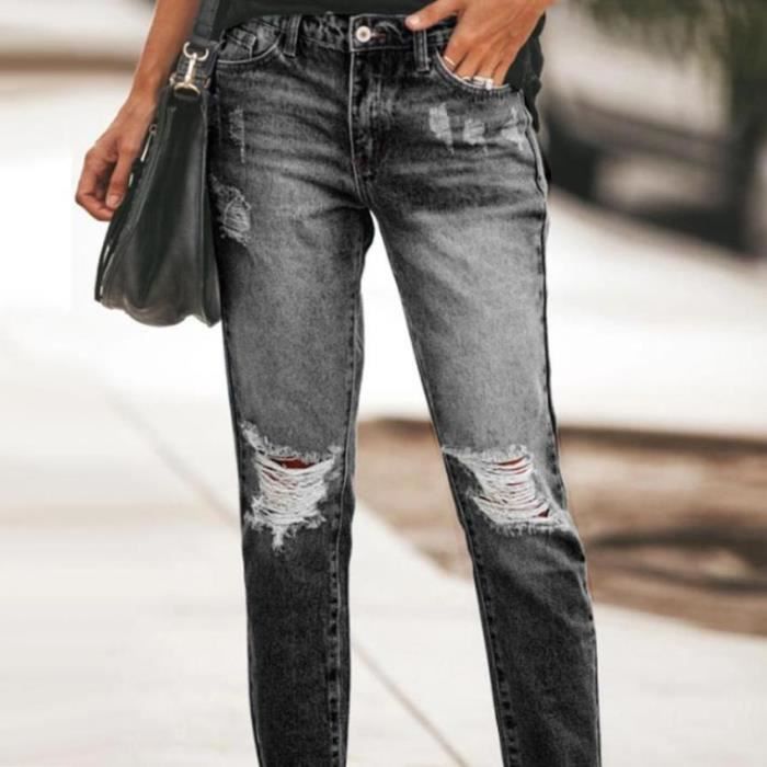 Jean a trou noir femme discount