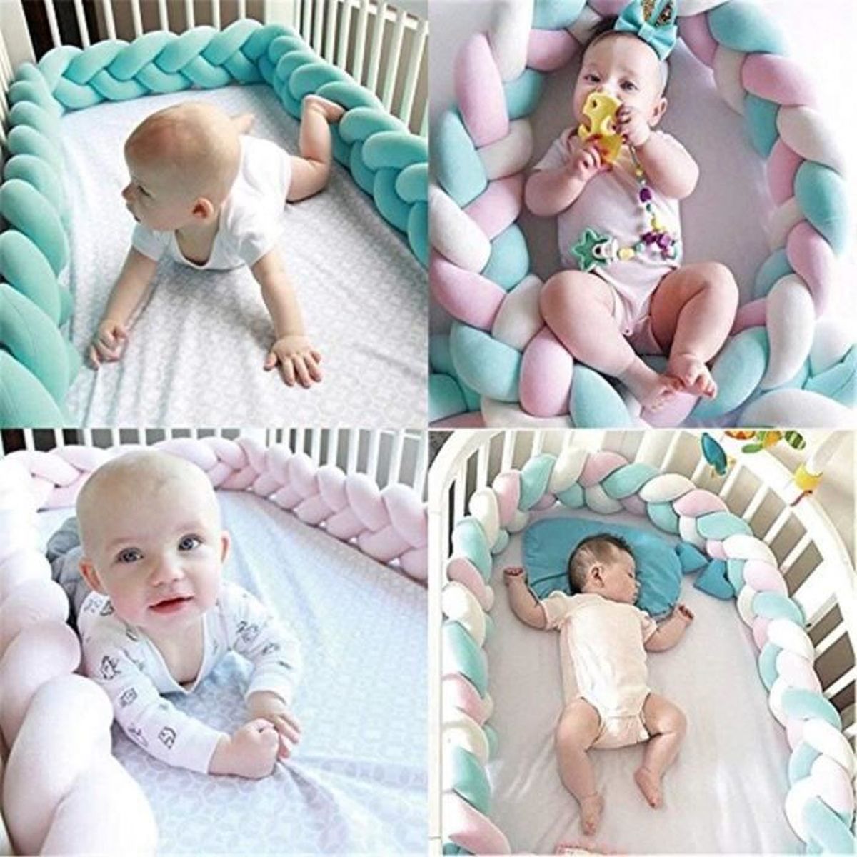 1pcs Tour De Lit Tresse Pour Berceau De Bebe Barriere De Securite Et Decoration Pour Lit De Bebe 0cm Cdiscount Pret A Porter