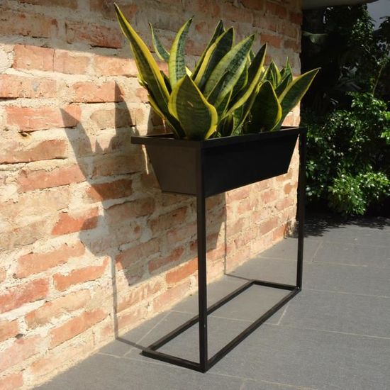 Cache Pot Rectangulaire Haut Cache Pot Rectangulaire Sur Pieds En Acier Galvanise 61 X 18 X