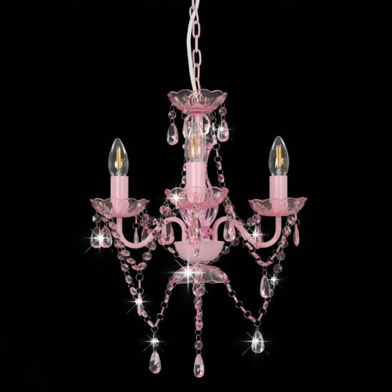 Lustre Perles Blanc Rond 3x E14 - Suspension Design Originale Pour Salon Chambre