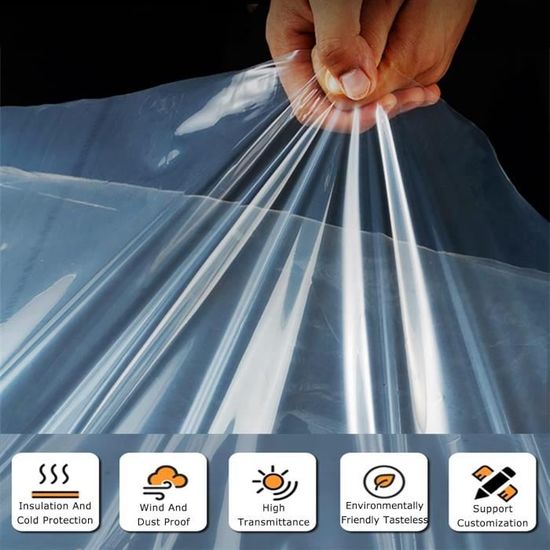 Rideau Extérieur PVC Transparent Personnalisable - Bâche Pergola, Balcon, Toit, Garage - Imperméable 100% Et Anti-UV