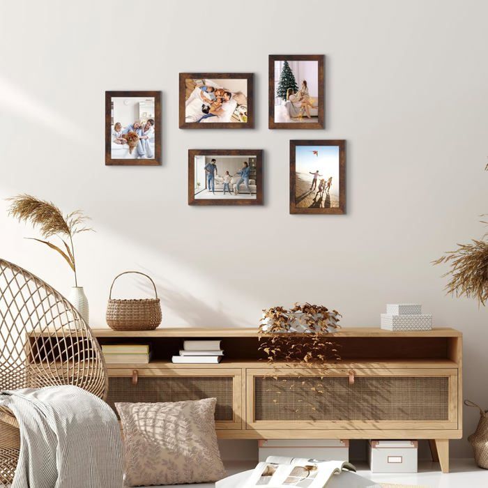 Cadre Photo A4 En Noyer Vintage - Format 20x30 Cm - Orientation Verticale/horizontale - Face Acrylique, Dos MDF - 10