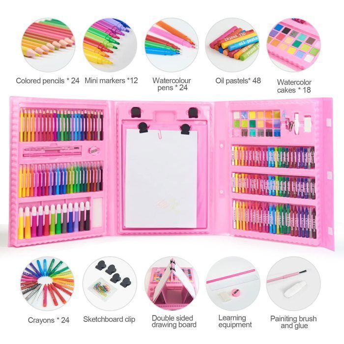 Kit Peinture Enfant – 12 Sacs En Tissu à Colorier + 12 Crayons Aquarelle – Activité DIY Créative – Cadeau Anniversaire Filles Et Garçons – 22,5 X 23,8 Cm