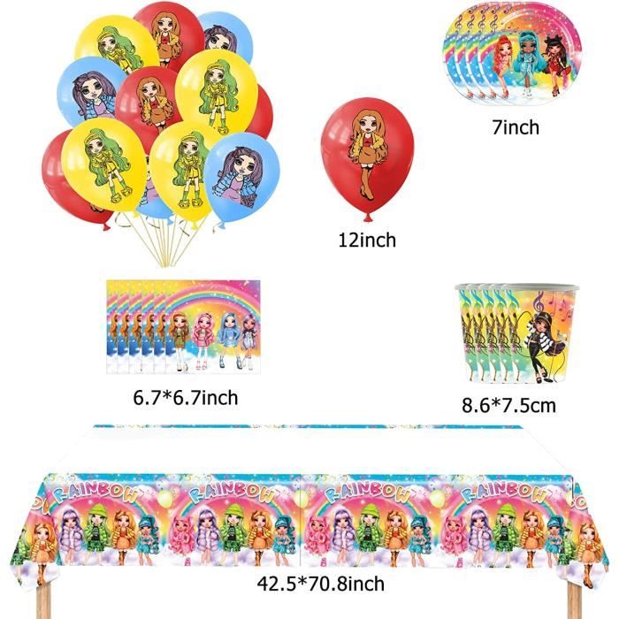Rainbow High Girl Décoration De Fête D'anniversaire Arc-en-ciel Poupée  Ballon Bannière Gâteau Topper Toile De Fond Jouets Pour Fournitures De Fête