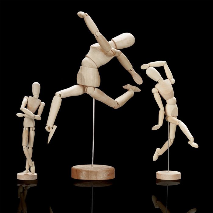 3 Mannequins Bois Articulés Pour Dessin - Modèle Artiste - Taille 13,5 Cm - Décoration Bureau - 3