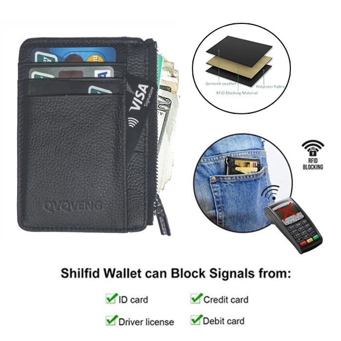 Usiful Portefeuille mince pour Hommes, blocage RFID pliant en Cuir minimaliste, avec boîte Cadeau Set A