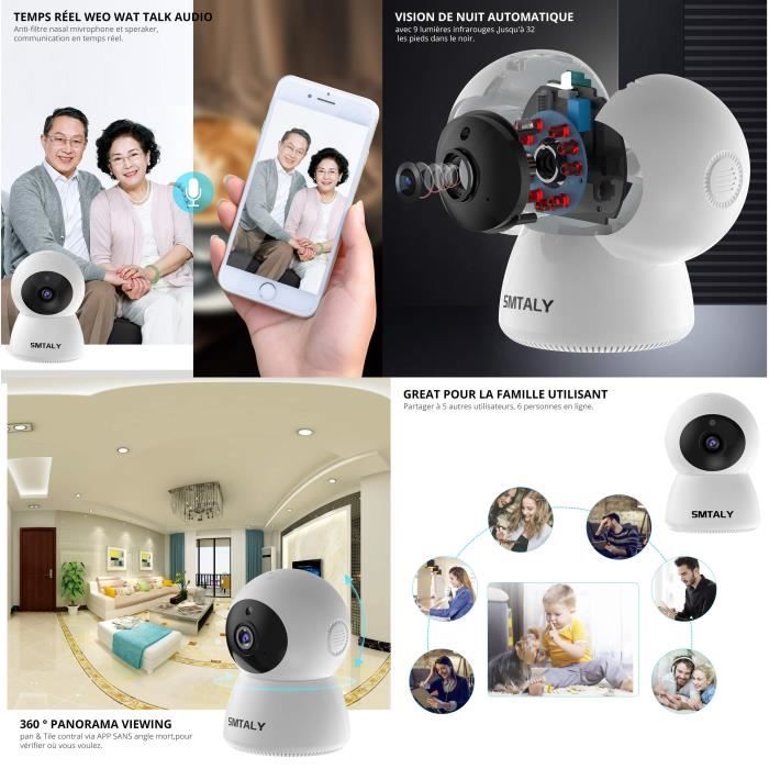 Cam ra de Surveillance WiFi Cam ra IP D me Cam ra de S curit sans