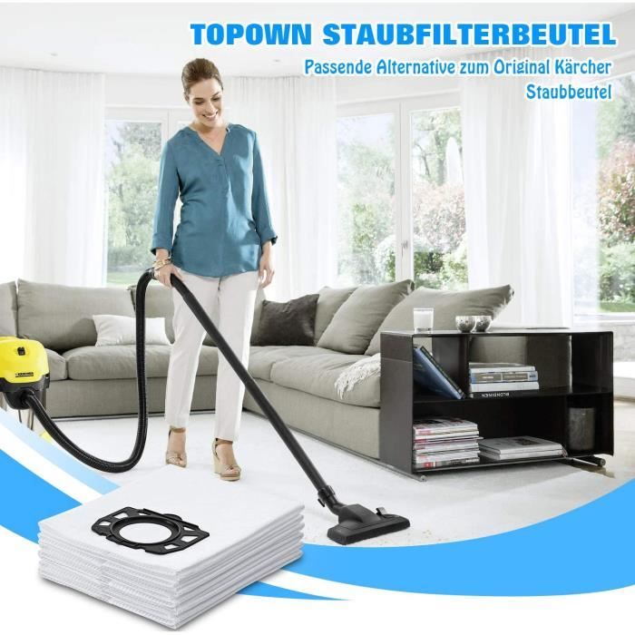 Sac aspirateur compatible KARCHER MV4, MV5, MV6, WD4, WD5, WD6, WD4000 à  WD5999, WD6300, WD6399 - Pochette de 5 sacs microfibre - Cdiscount  Electroménager