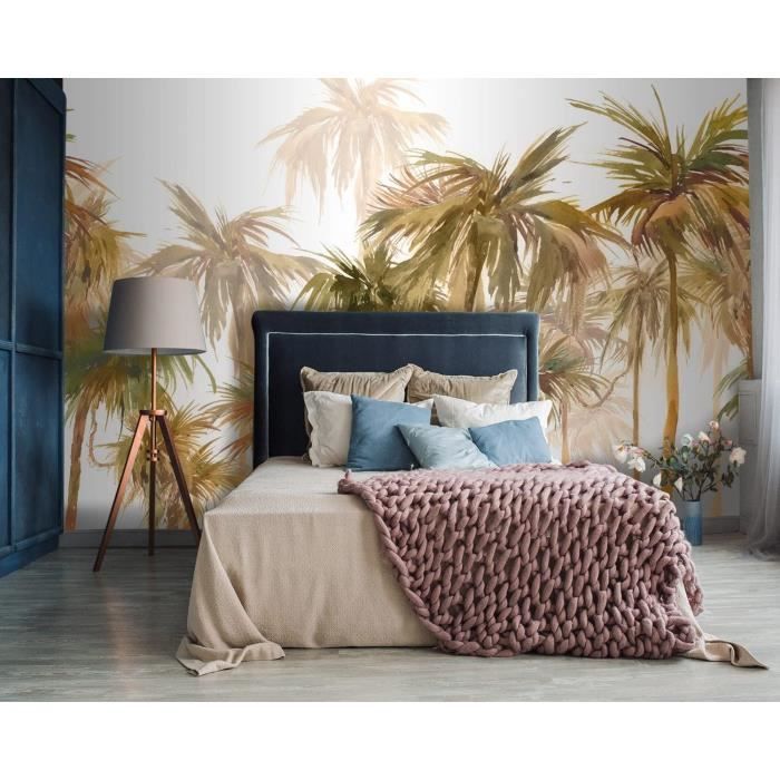 Papier Peint Jungle 350x250cm style 3D Jungle Tropiques Palmiers ...