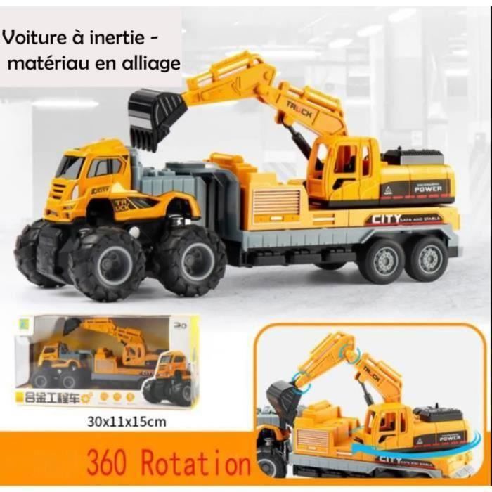 Lot De 3 Jouets Pelleteuse - Bulldozer, Camion à Benne, Pelle - Pour Enfants 3-7 Ans, Bac à Sable