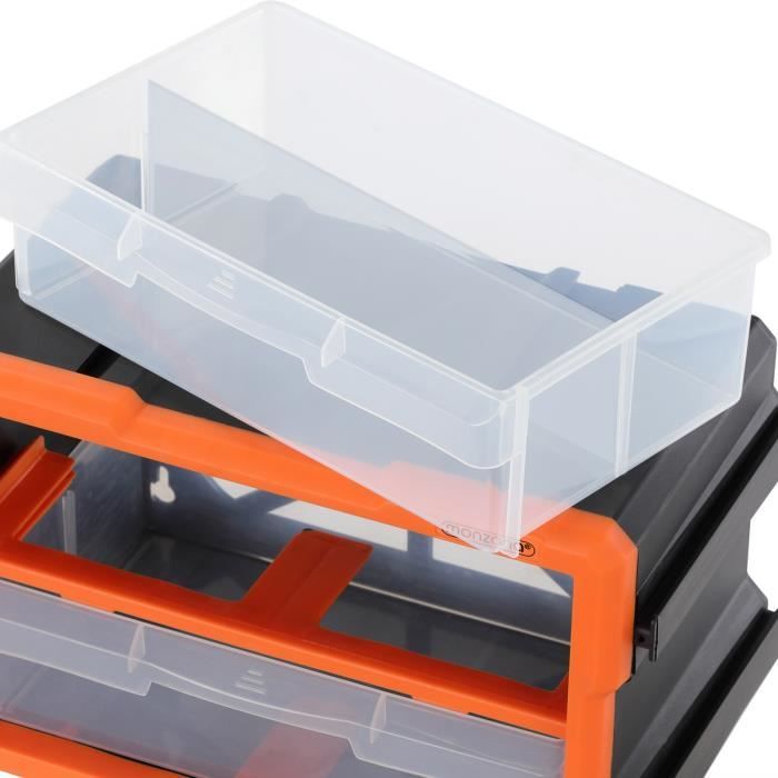 Petite boîte de rangement en plastique avec poignée, utilisée pour