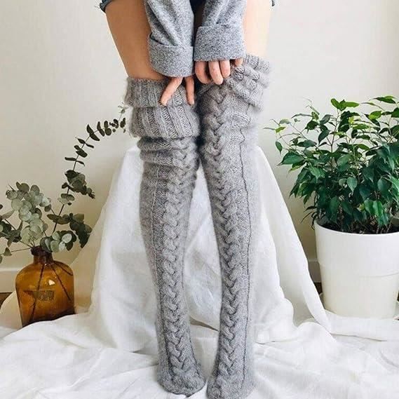 Chaussettes hautes mi cuisses femme laine deals