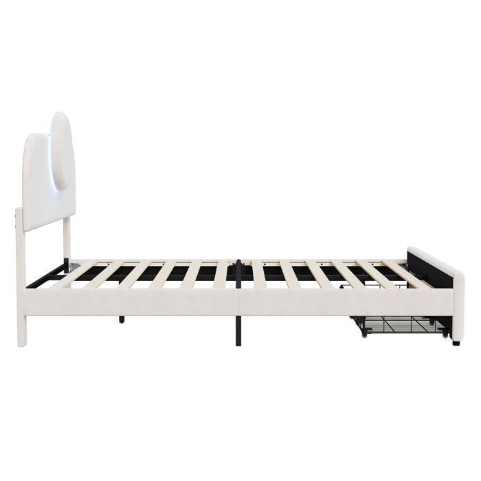 Lit Capitonnu00e9 140x200 - PERGAR - Avec Sommier U00e0 Lattes Et Dossier - 4 Tiroirs - Gris - Flanelle - Maison