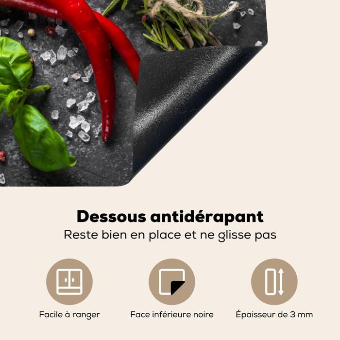 Protection Plaque Induction 59x52 Cm – Motif Fraise & Gâteau Rose, Tapis Antidérapant, Protège Décoration Cuisine, Cache Plaque Vitrocéramique