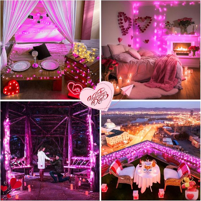 Guirlande Décorative Rose Effet Métal 2 Mètres - Pour Sapin De Noël, Mariage, Fêtes, Intérieur/extérieur - 4