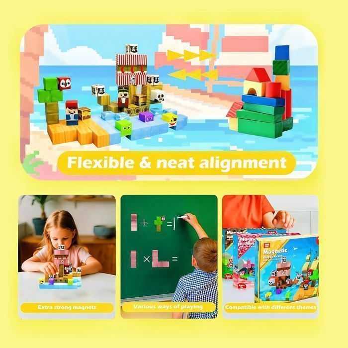 60 Pièces Geomag Supercolor Blocs de Construction Magnétiques - Cadeau 60 Pièces Geomag Supercolor Blocs de Construction Magnétiques - Cadeau