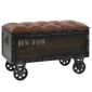 Banc De Rangement Pouf Coffre De Rangement Bois Massif Et Cuir