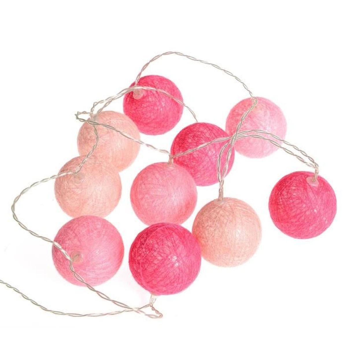 Grossiste Guirlande 10 LED Aux Boules Multi-taille Rose Et Blanches De