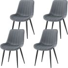 WAFTING Lot de 4 Chaises de Salle à Manger avec Assise et Dossier Tapissés en Velours, Pieds en Métal Robustes,Gris Foncé