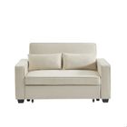 BAÏTA Canapé droit LENA convertible velours beige 2 places