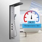 YAGATAP JULLYBATHEVY Panneau de Douche Thermostatique - en Acier Inoxydable - avec Douchette - Massage et Buses de Massage - Nickel Brossé