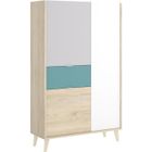 PEGANE Armoire placard meuble de rangement coloris naturel-émeraude - Longueur 81 x Hauteur 137 x Profondeur 43 cm